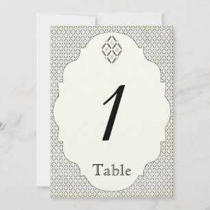 Vintage Black Cream Diamond Wedding Tischnummer