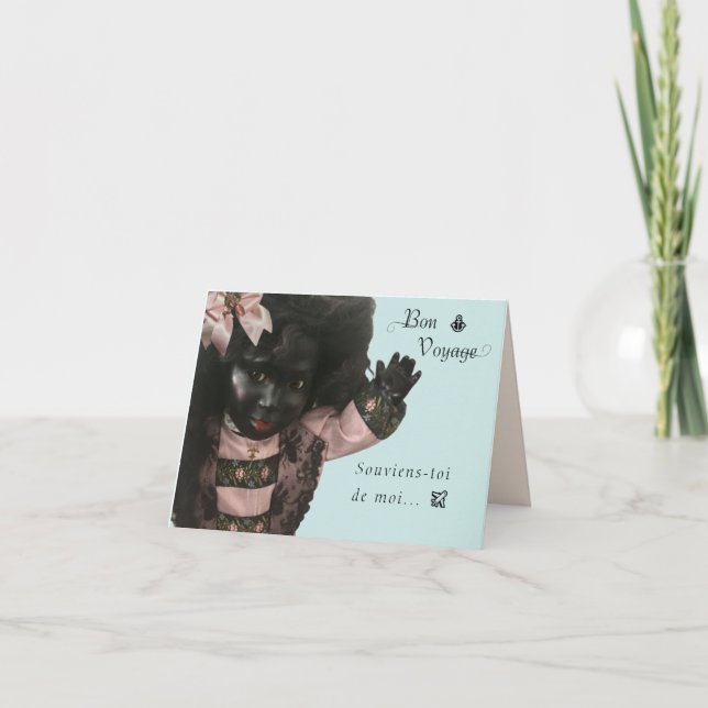 Vintage Black Doll Bon Voyage Card Dankeskarte (Vorderseite)