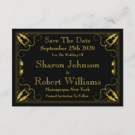 Vintage Black Gold Gilge Age Save the Date Karte