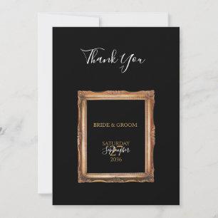 Vintage Black & Gold-Hochzeit Dankeskarte