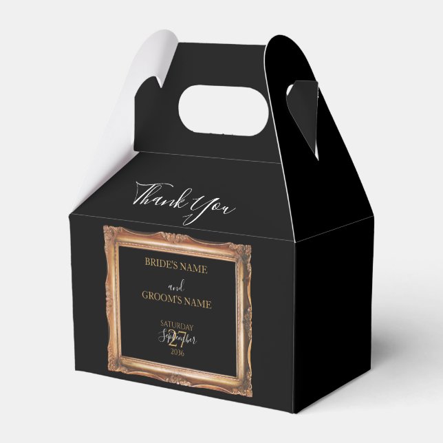 Vintage Black & Gold-Hochzeit Geschenkschachtel (Vorderseite)