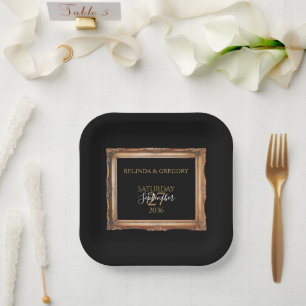 Vintage Black & Gold-Hochzeit Pappteller