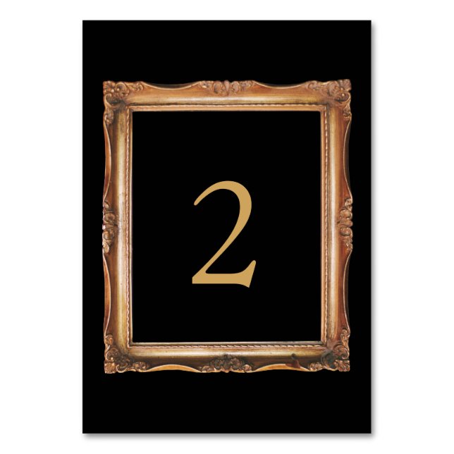 Vintage Black & Gold-Hochzeit Tischnummer (Vorderseite)