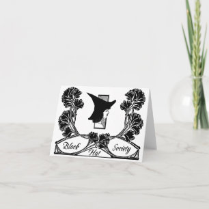 Vintage Black Hat Society-Merkkarte Karte