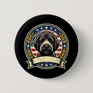 Vintage Black Labradoodle Hund Retro Art Design fü Button