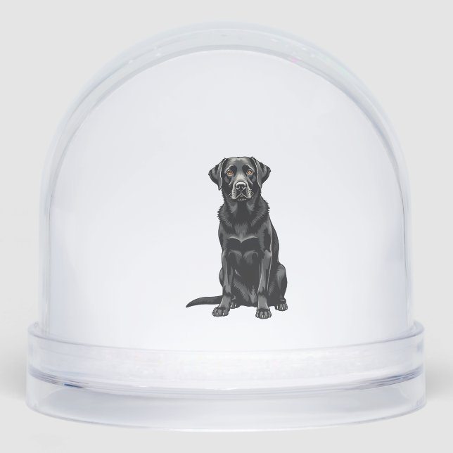 Vintage Black Labrador Retriever Dog Portrait Illu Schneekugeln (Vorderseite)