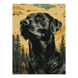 Vintage Black Labrador Retriever Postings Poster