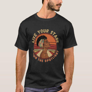 Vintage Black Queen Lebe Deine Bühne T-Shirt