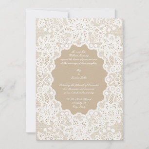 Vintage blanc dentelle mariage Invitations Modèle