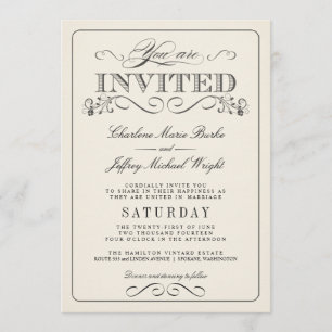 Vintage Blanc Élégant Mariage Invitations WT313