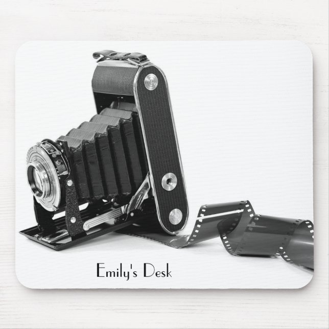 Vintage Blasenkamera mit Filmrolle Mousepad (Vorne)