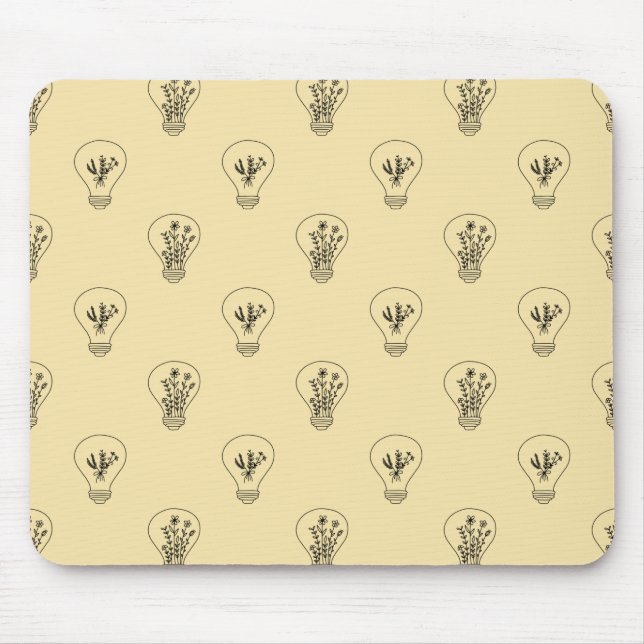 Vintage blass-gelbe Blumenlampen Mousepad (Vorne)