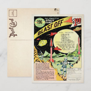 Vintage Blast Off Spielwerbung Postkarte