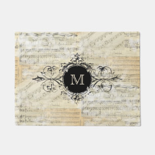 Vintage Blatt-Musik-Monogramm-Matte Fußmatte