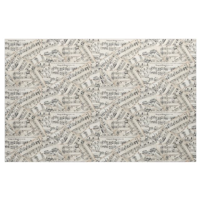 Vintage Blatt-Musik-Papier-Collage Stoff (Fat Quarter (45,7 x 55,9 cm))