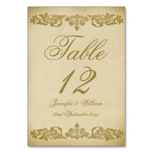 Vintage Blatt-Rolle-Wedding Tischnummer