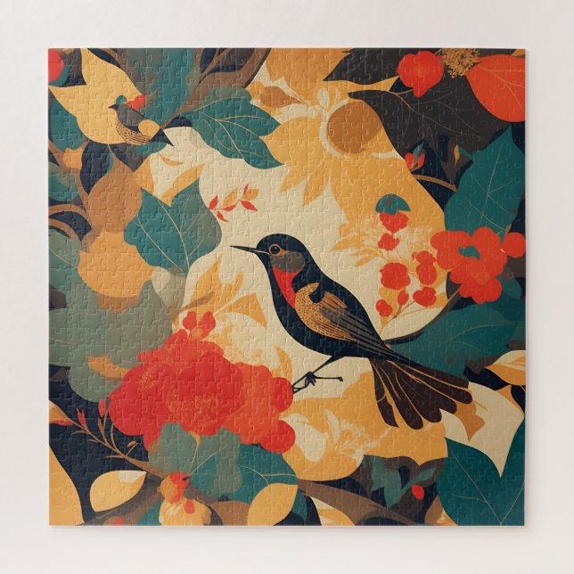 Vintage Blätter für Vogelblumen (Vertikal)