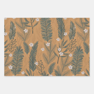Vintage Blätter mit Blumenmuster und Abstraktem Um