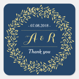 Vintage Blätter Wreath Wedding Danke Sticker