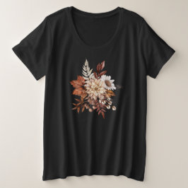 Vintage Blätter zur Blume im Herbst Große Größe T-Shirt