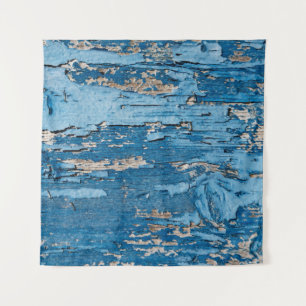 Vintage Blau: Alte Holzstruktur Wandteppich