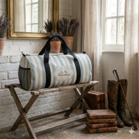 Vintage Blau & Creme gestreifte französische Landh