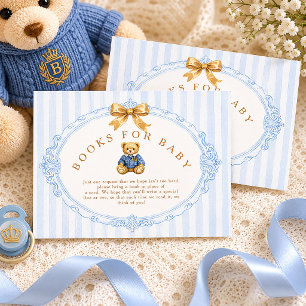 Vintage Blau gestreifter Polo Teddybär Bücher für Begleitkarte