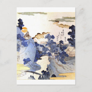Vintage Blau japanische Kunst Postkarte