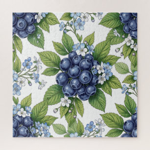 Vintage Blaubeerblüten Botanisches Muster