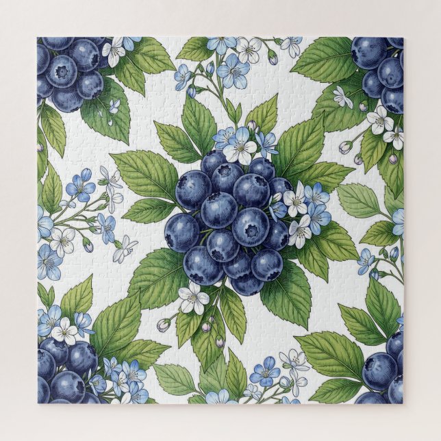 Vintage Blaubeerblüten Botanisches Muster (Vertikal)