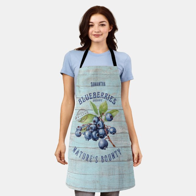 Vintage Blaubeere – Botanisches Obst  Schürze (Getragen)