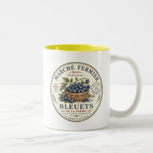 Vintage Blaubeeren Etikett Zweifarbige Tasse