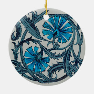 Vintage blaue antike Blume Kunsthandwerk rustikal Keramik Ornament