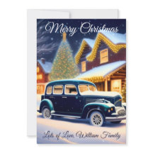 Vintage Blaue Auto - Frohe Weihnachten