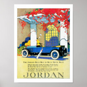 Vintage blaue Automobil-Anzeige Poster