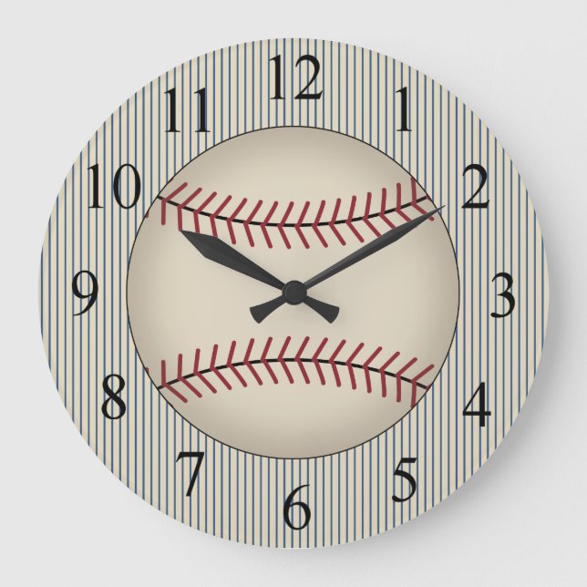Vintage blaue Baseball-Sportmauer Große Wanduhr (Vorderseite)