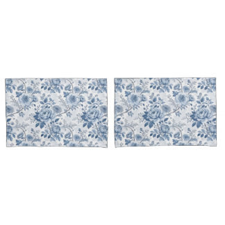 vintage blaue Blumen Kissenbezug