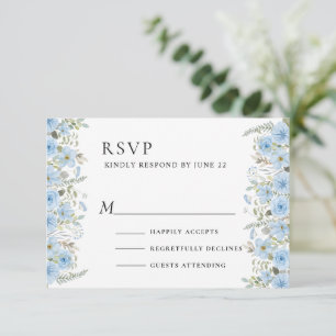 Vintage Blaue Blumenelemente Hochzeits-RSVP-Kart RSVP Karte