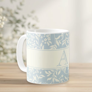 Vintage Blaue Blumige Individuelle Anfangsbuchstab Kaffeetasse