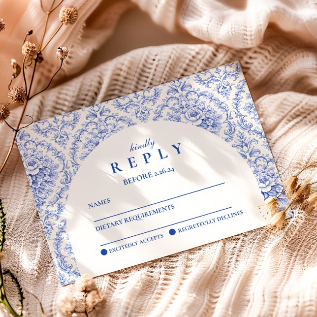 Vintage Blaue Botanische Abschlussfeier RSVP Karte (Von Creator hochgeladen)