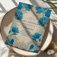 Vintage Blaue Botanische Babyparty