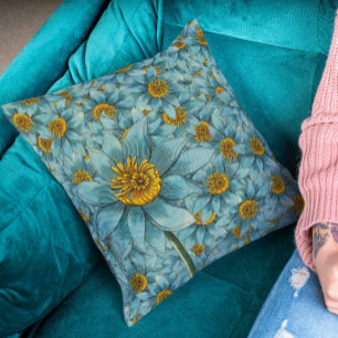 Vintage Blaue Dahlie - Botanischer Blumenschmuck Kissen