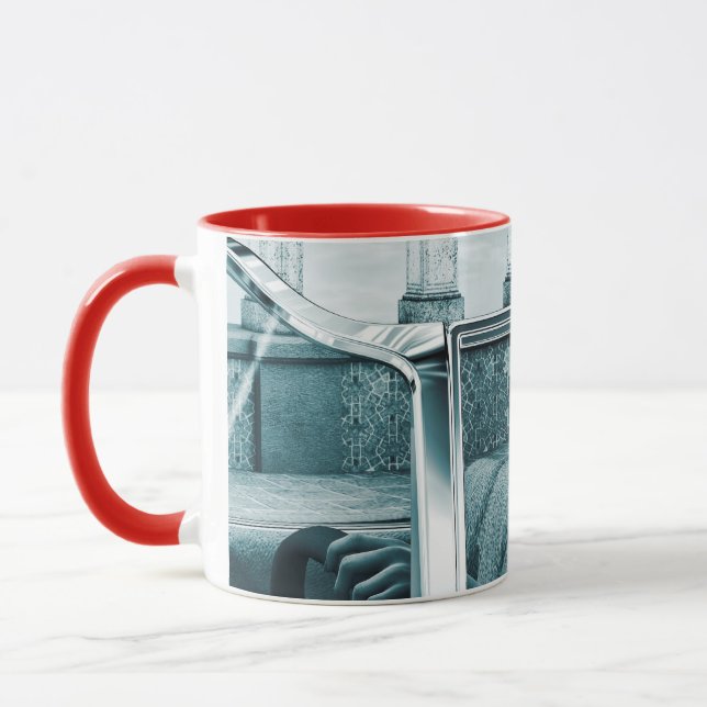 Vintage-Blaue-Glamour-Frauenporträt-Kunst Tasse (Links)