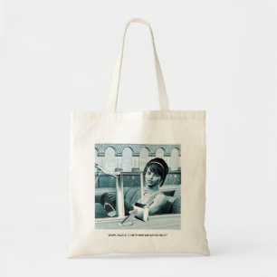 Vintage-Blaue-Glamour-Frauenporträt-Kunst Tragetasche