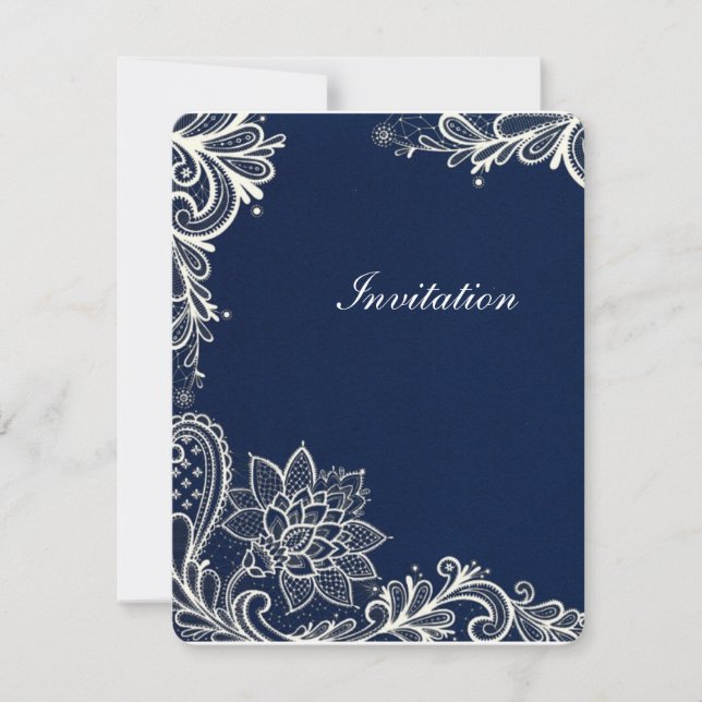 Vintage Blaue Hochzeitsnacht Einladung (Vorderseite)