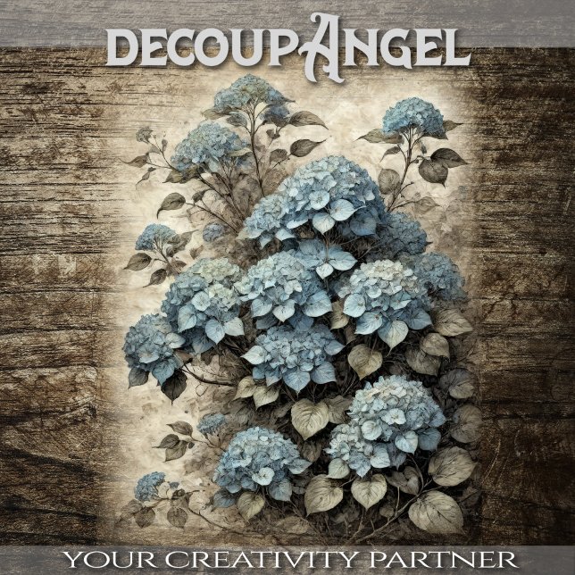 Vintage blaue Hydrangeas - Decoupage - Seidenpapier (Von Creator hochgeladen)
