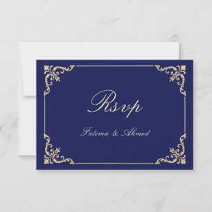 Vintage blaue islamische muslimische Hochzeits-RSV RSVP Karte