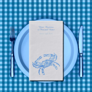 Vintage blaue Krabbe personalisiert Serviette
