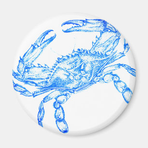 Vintage Blaue Krabbe - rund Magnet