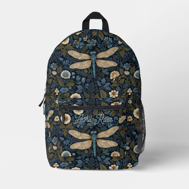 Vintage blaue Libelle Bedruckter Rucksack (Vorderseite)